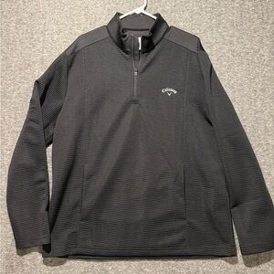 Callaway Pullover Shirt Mens L black Opti Dri 1/4 zip ribbed soft athletic nice!